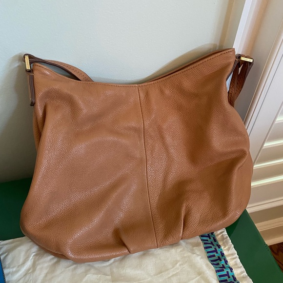 Tory Burch Thea Pebbled Camel Tan Leather Handbag Hobo bag w dust bag ! - Picture 13 of 14